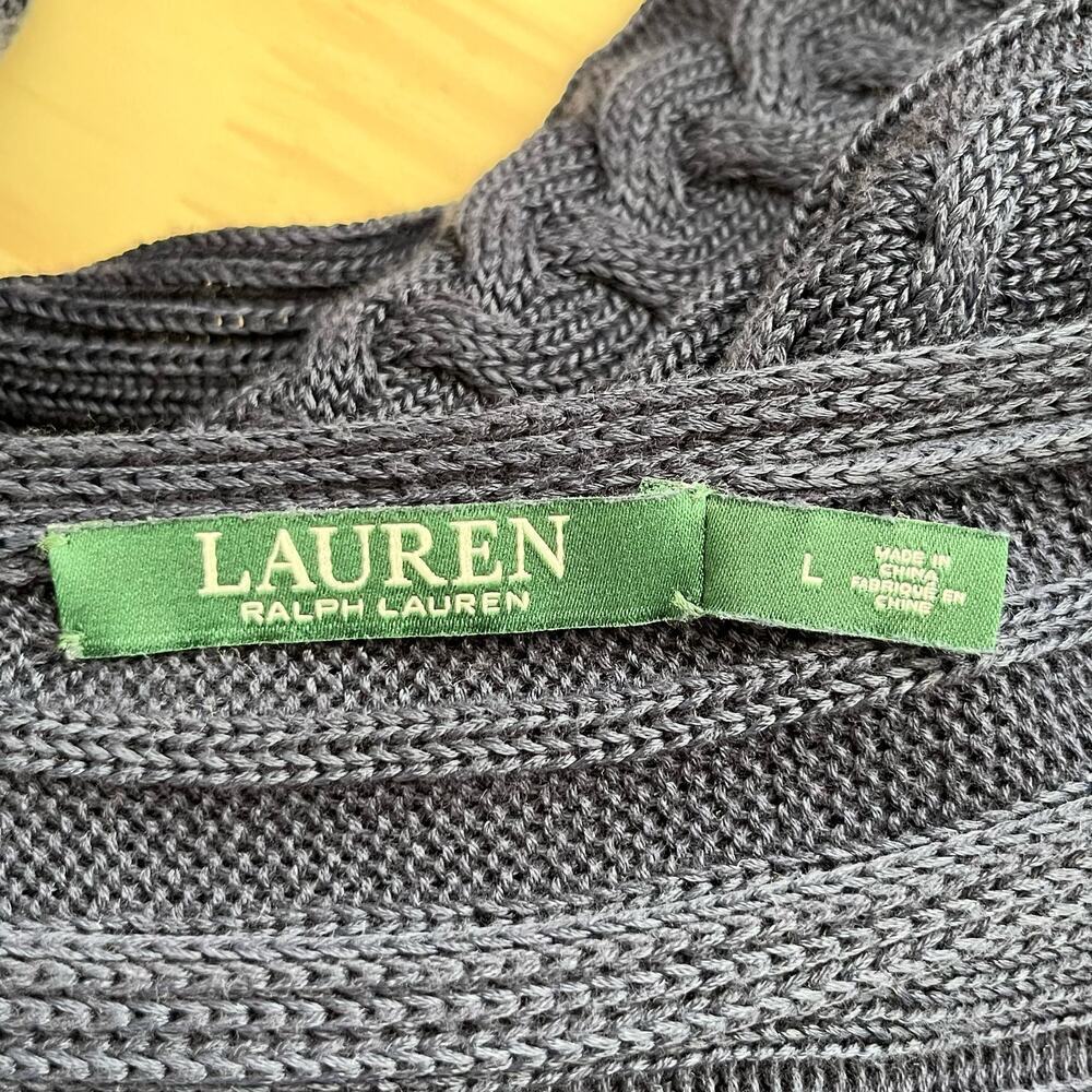 Lauren‎ Ralph Lauren Cable Knit Long Sleeve Sweater Tunic Navy Blue, Large - Picture 3 of 10
